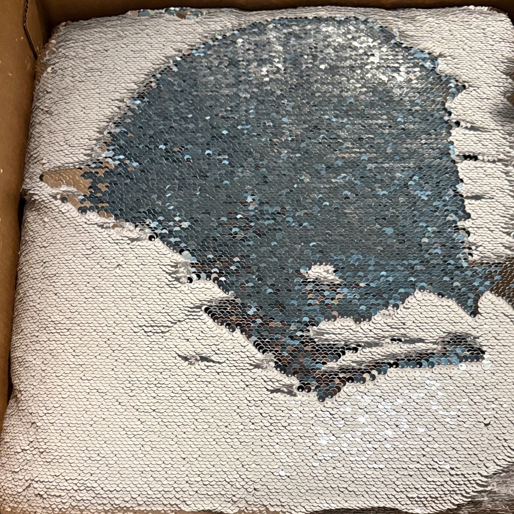 Silver and White Elegant Sequin Pillow by Aviva Stanoff